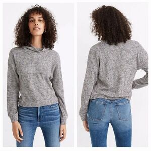 Madewell Textured Cowl Turtleneck Top in Multi Rainbow Rib in Deep Navy Size XXS